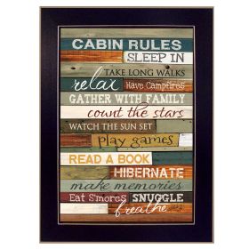 "Cabin Rules" By Marla Rae, Printed Wall Art, Ready To Hang Framed Poster, Black Frame