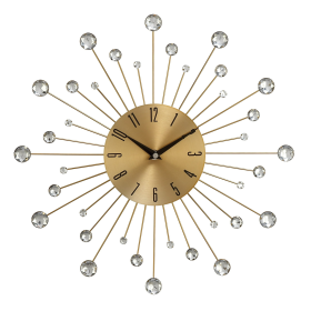 DecMode Gold Metal Glam Wall Clock, 15'L x 0.5'W x 15'H, Features Starburst Design