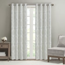 Knitted Jacquard Paisley Total Blackout Grommet Top Curtain Panel (Color: as Pic)