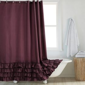 Fashion And Environment-friendly Polyester Fabrics Thickened Shower Curtain (Option: Coffee Big Lace-240CM Wide X200CM High)